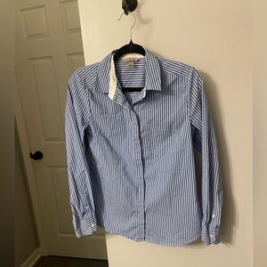 H&M Women’s Blue & White Striped Button Down Shirt
